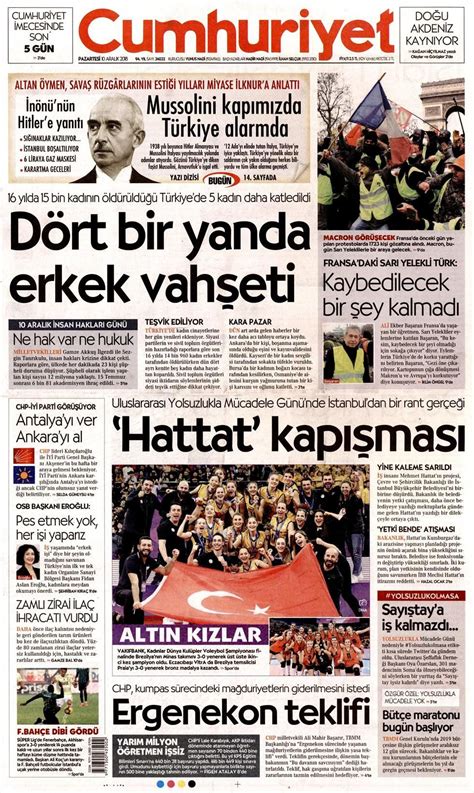 cumhuriyet gazetesi ana sayfa